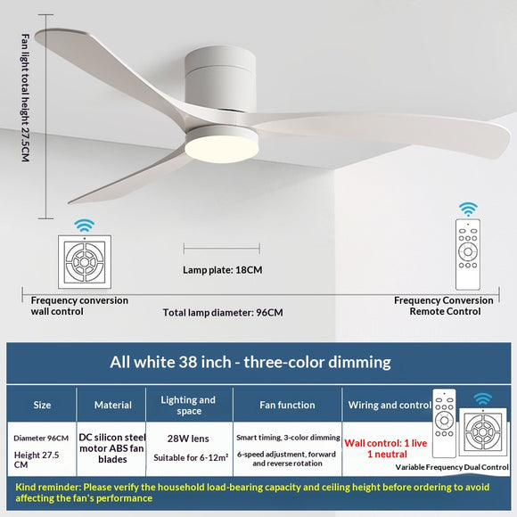 Ventilador de Techo con Luz Integrada Moderno y Minimalista