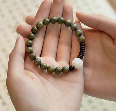 Pulsera Budista de Sándalo Verde y Loto Bodhi Blanco - Estilo Étnico - Image 10
