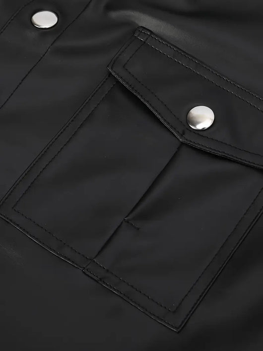 Playera Ajustada de Cuero Brillante Estilo Europeo para Hombre - Verano Casual - Image 13