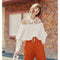Blusa Larga Halter con Volantes y Hombros Descubiertos
