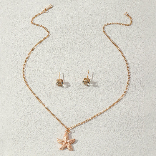 Conjunto de Aretes y Collar con Estrella de Cinco Puntas y Piña - Diseño Moderno - Image 25