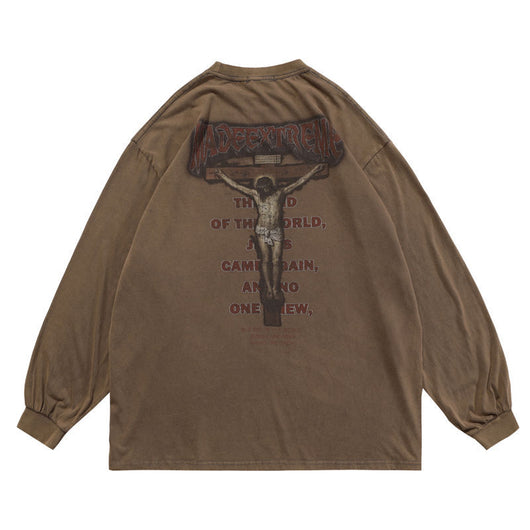 Camiseta Retro Lavado Vintage Manga Larga Unisex - Image 2