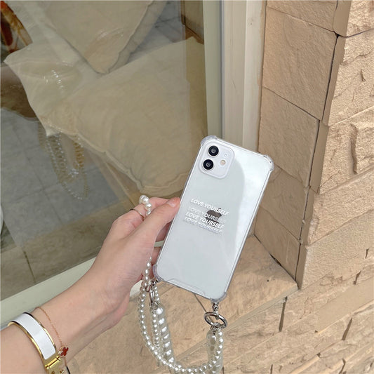 Funda para iPhone XS/XR con Cadena de Perlas Grandes - Protección Elegante - Image 2