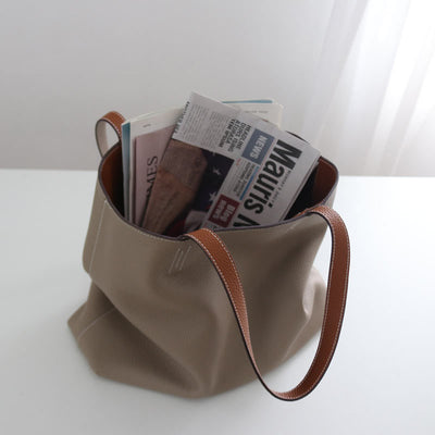 Bolso Grande de Cuero Genuino Doble Cara para Mujer - Image 8