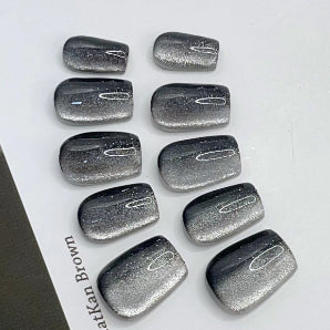 Uñas Postizas Efecto Ojo de Gato Artesanales para Mujer - Image 16