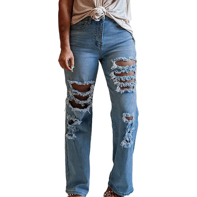 Pantalones Vaqueros Rectos Desgastados con Efecto Usado - Image 11