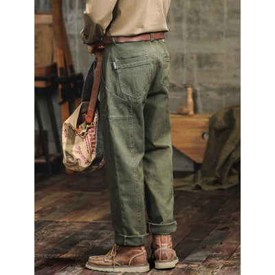 Pantalones Cargo Holgados Verde Militar Estilo Retro para Hombre - Image 5