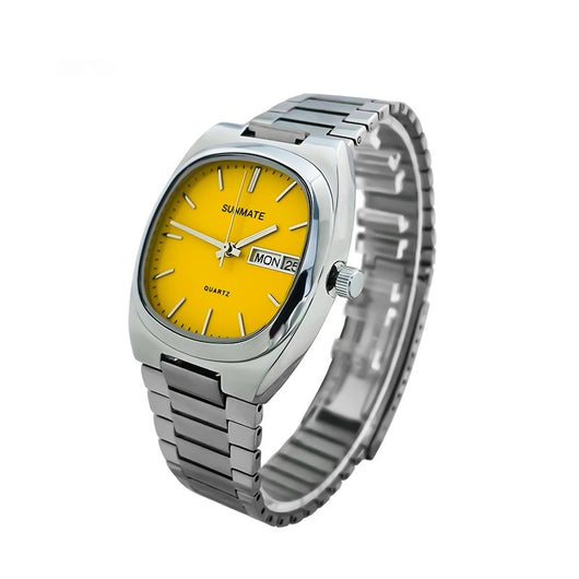 Reloj de Cuarzo Elegante Acero Inoxidable Correa Blanca Diseño Cuadrado - Image 4
