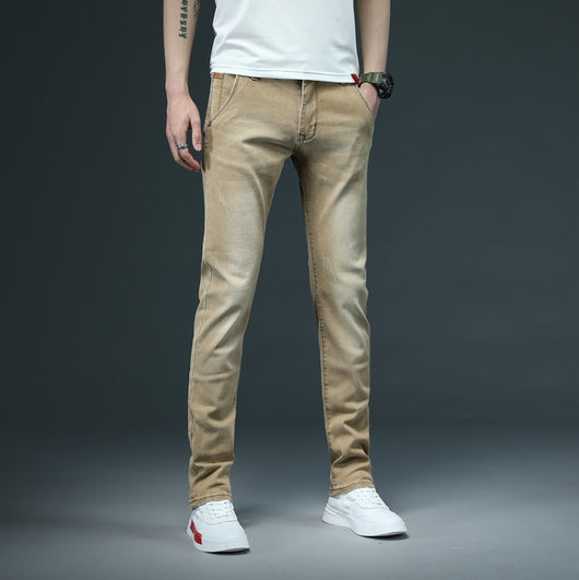 Pantalón Denim Slim Fit Clásico de Color Sólido para Hombre - Image 7