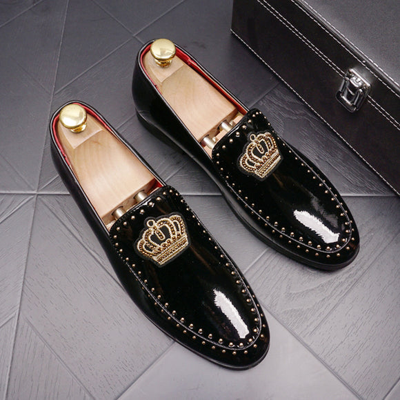 Zapatos de Cuero Slip-On Retro con Punta Elevada para Hombre