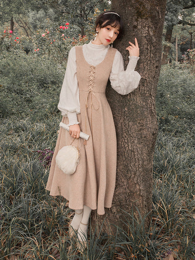 Conjunto Elegante de Blusa con Mangas Farol y Falda Chaleco de Lana - Inspiración Francesa - Image 2