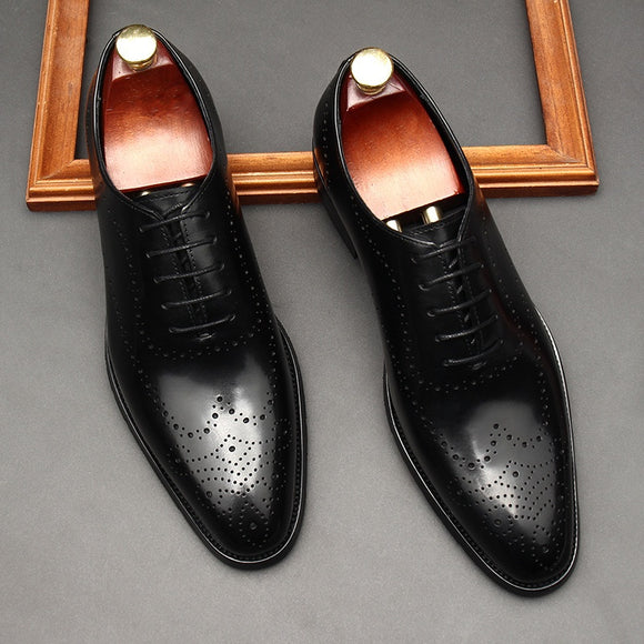 Zapatos Formales de Cuero para Hombre Punta Afilada Estilo Británico