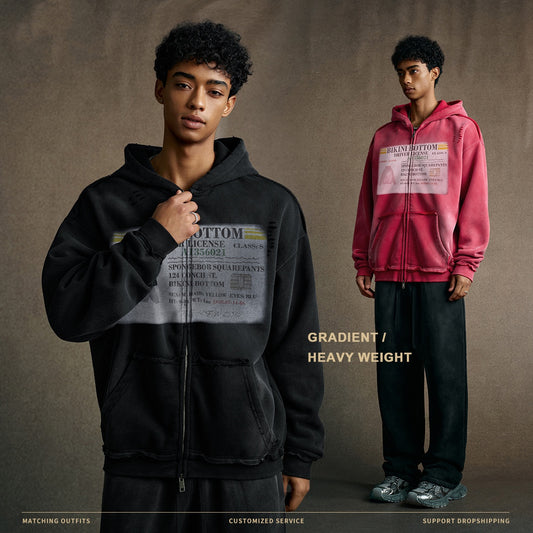 Sudadera Estilo Cardigan con Cierre y Diseño Roto