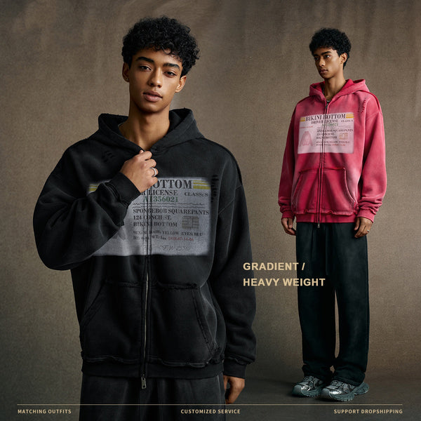 Sudadera Estilo Cardigan con Cierre y Diseño Roto