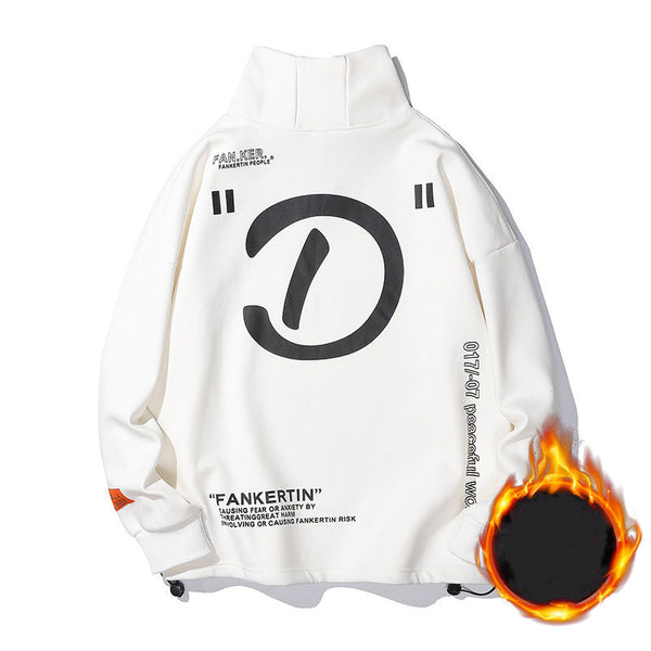 Sudadera Cuello Alto Holgada con Bordado