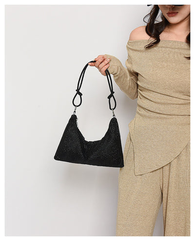 Bolso de Hombro Brillante con Strass y Detalle Anudado - Image 12