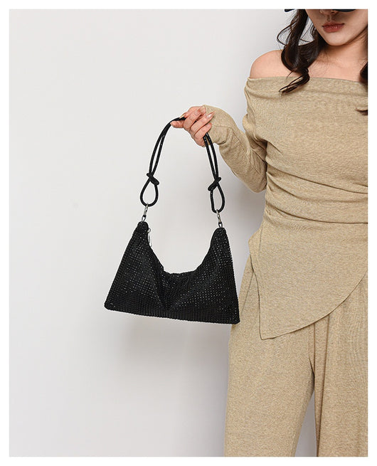 Bolso de Hombro Brillante con Strass y Detalle Anudado - Image 12