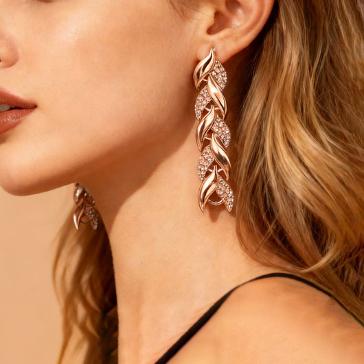 Juego de Collar y Pulsera de Hoja de Cristal con Rhinestones - Joyería Elegante para Mujer - Image 9
