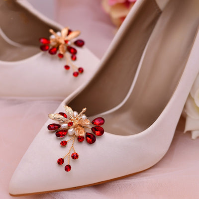 Hebilla de Zapato con Strass Removible - Accesorio Elegante en Rojo Perla - Image 4