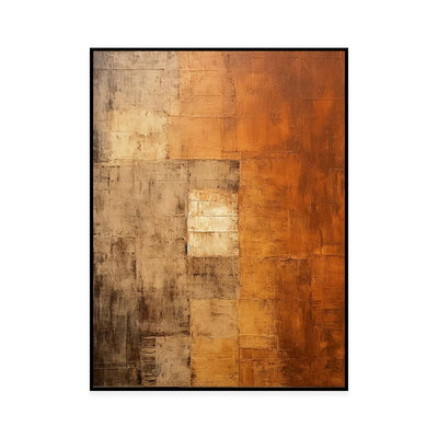 Cuadro Abstracto Wabi-Sabi Naranja Pintura al Óleo Minimalista Hecha a Mano - Image 6