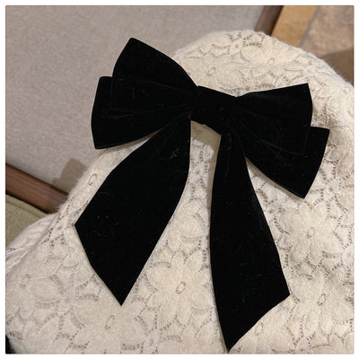 Broche de Cabello Terciopelo Negro - Diadema de Moda Coreana con Clip Superior - Image 7