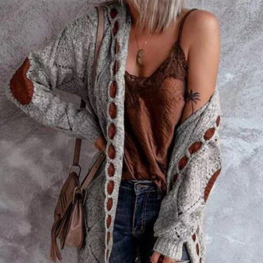 Cardigan Suéter Manga Larga con Gorro a Juego de Colores