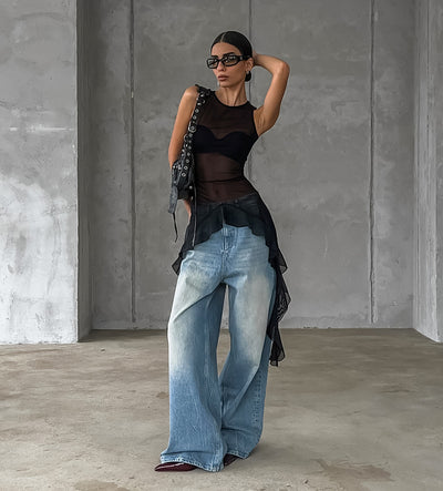 Top Maxi de Tul Negro con Volantes - Image 16
