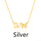 Butterfly pendant letter necklace Plateado W