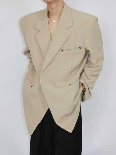 Blazer Ejecutivo con Hombreras Acolchadas y Detalles Metálicos - Image 11