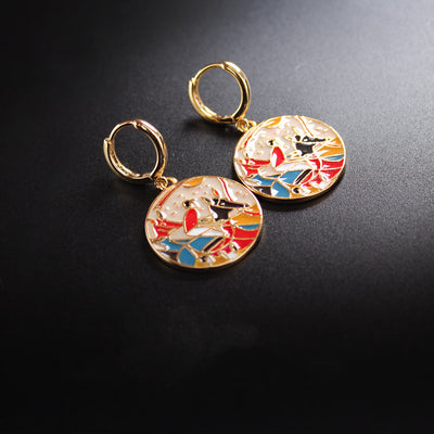Aretes de Esmalte con Goteo Abstracto y Figura Geométrica - Image 9