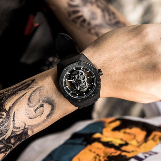Reloj Deportivo Calavera para Hombre - Resistente al Agua con Luz Nocturna