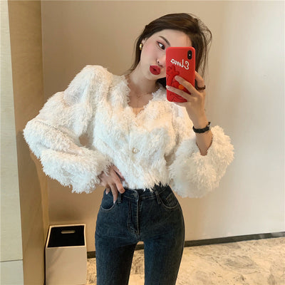 Cardigan Corto Peludo con Flecos - Image 14