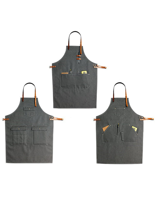 Delantal de Mezclilla con Correa de Cuero para Barista y Barbero - Image 10