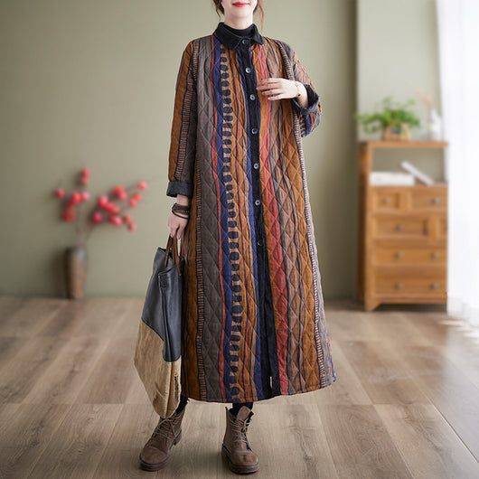 Abrigo Acolchado Étnico Retro para Mujer - Diseño Literario y Artístico - Image 10