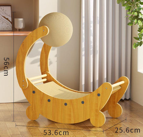 Tabla Rascadora para Gatos con Forma de Luna y Pelota Interactiva - Image 6