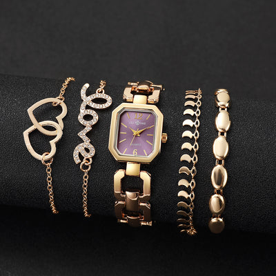 Reloj Cuadrado Elegante para Mujer con Pulsera Corazón - Image 21