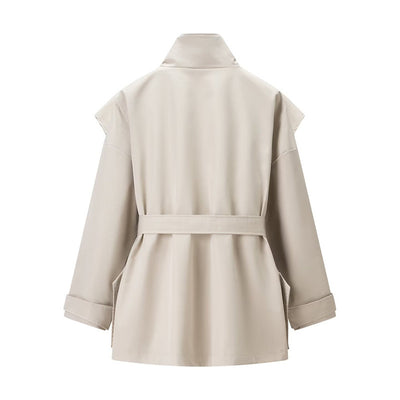 Gabardina con Cuello Parado y Cinturón para Mujer - Image 17