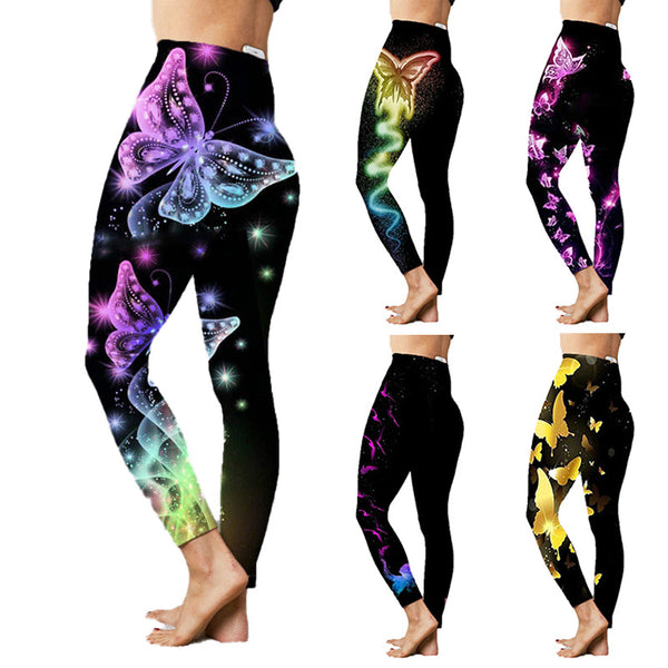 Pantalones de Yoga Ajustados y Elásticos con Estampado para Mujer