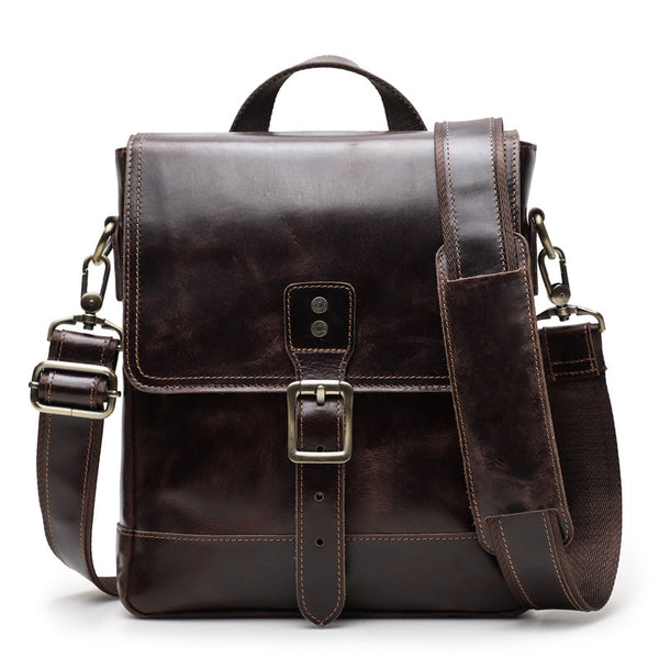 Bolsa Mensajero de Cuero Genuino para Hombre - Estilo Contemporáneo