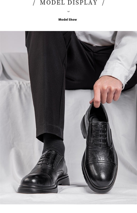 Zapatos Casuales de Cuero Genuino para Hombre con Suela Blanda Elevada - Image 10