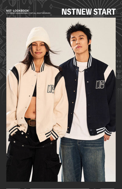 Chaqueta Universitaria de Pareja con Bordados en Contraste - Image 10