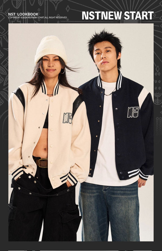 Chaqueta Universitaria de Pareja con Bordados en Contraste - Image 10