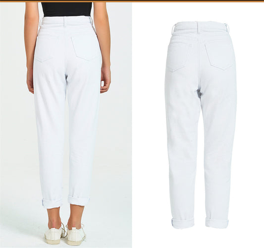Jeans Blancos de Cintura Alta y Pierna Recta para Mujer - Cómodos y Versátiles - Image 2