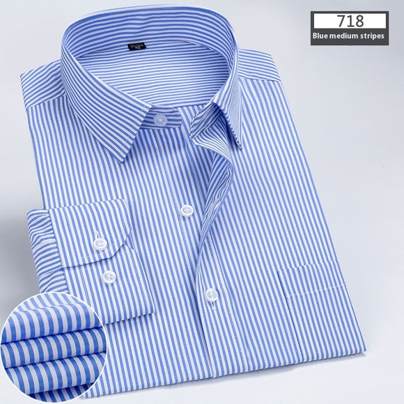 Camisa Ejecutiva a Rayas para Hombre - Manga Larga Primavera Otoño