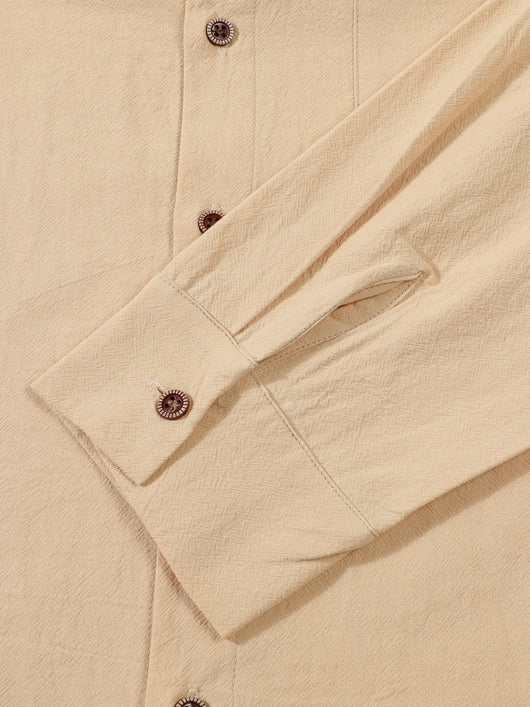 Camisa Cardigan Lino Hombre Fit Relajado Color Sólido - Image 41