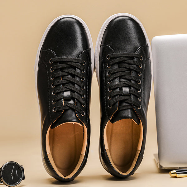 Zapatos de Cuero Genuino Respirable con Suela Gruesa - Estilo Británico Casual y Deportivo