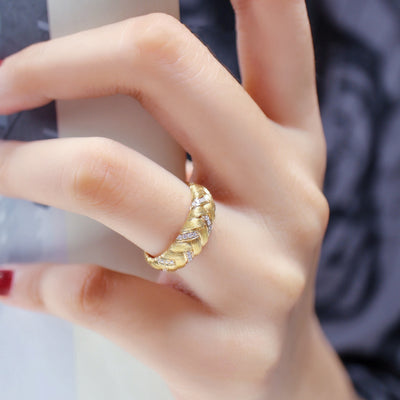 Anillo de Diamante Cepillado Minimalista para Mujer - Image 8