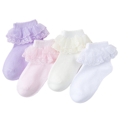 Calcetines de Tubo Medio Invierno con Encaje Satinado para Danza - Image 13