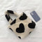 Bolso Peludo de Invierno con Diseño de Corazón Negro