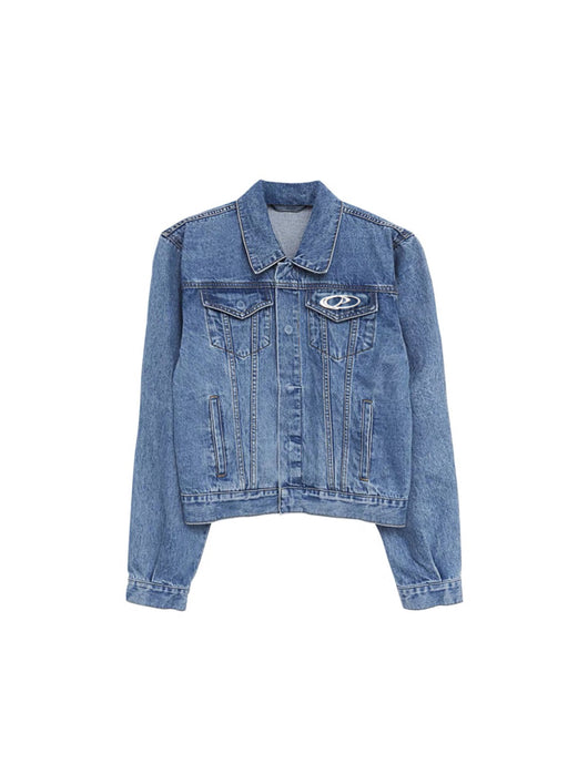 Chaqueta Denim Cropped con Paneles Metálicos y Hombreras - Image 3